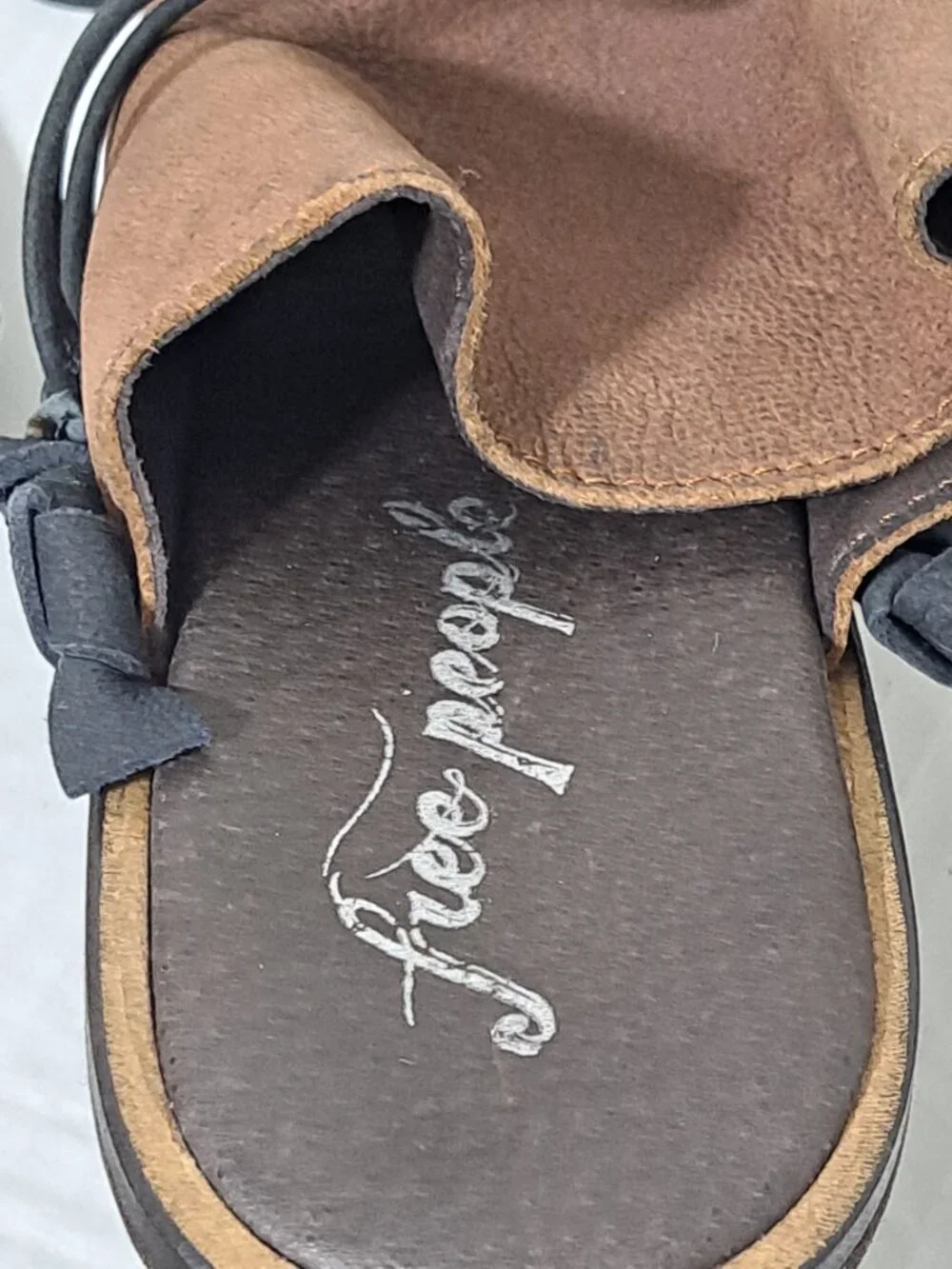 Free People Bowery Leather Lace-up Wedge Boho Sandals Black Brown Sz 39